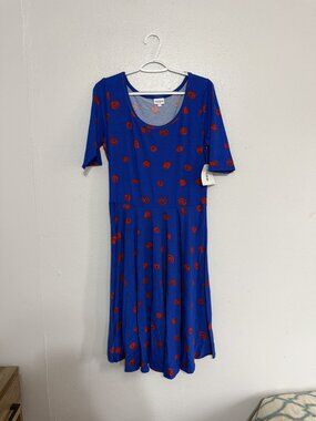 NWT LuLaRoe Nicole Blue Red Swirl Dress XL 💙
